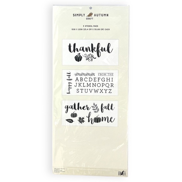 Simply Autumn Craft Stencil Designs Fall Pack 10”x22” 3 Designs Gather Thankful - Picture 2 of 7